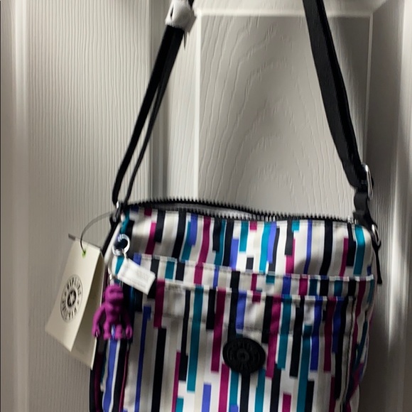 🆕Kipling Sebastian Crossbody, Urban Stripe🟪🟦 - Picture 7 of 14